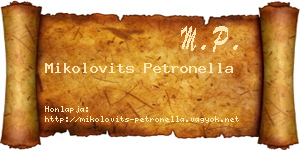 Mikolovits Petronella névjegykártya